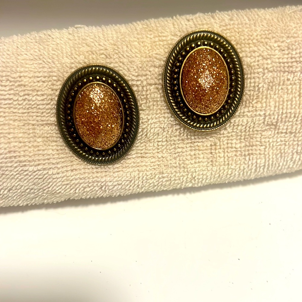 Gold and rose gold sparkle stud earrings